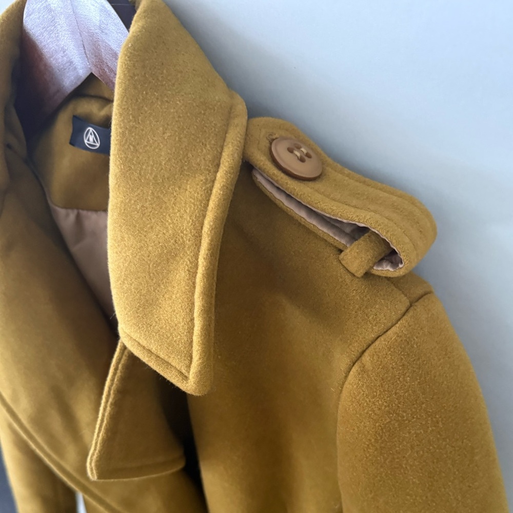 Missguided Mustard Double-Breasted Long Coat - Picture 4 of 8